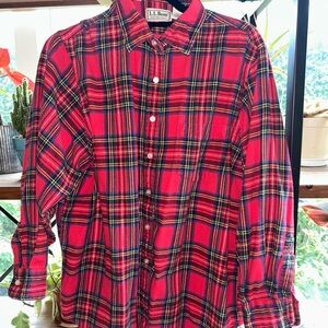 L.L. Bean Red Plaid Button-Up Shirt